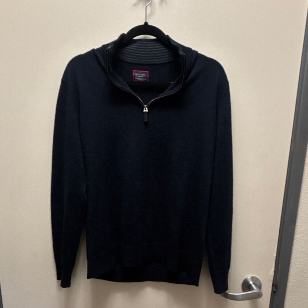 UNTUCKit Men's Black Knit 1/4 Zip Mock Neck Pullover Sweater Size M